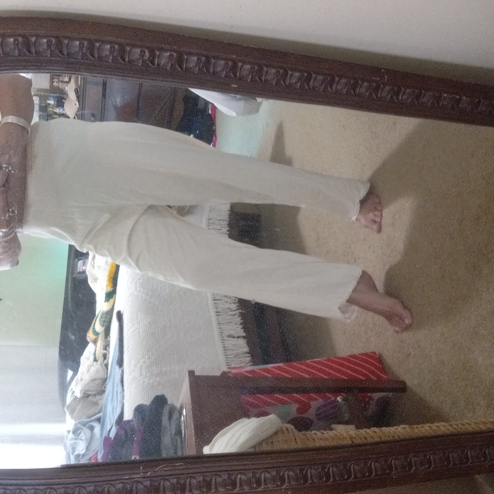 Shadow Line Vintage Cream Pajama Nylon Lounge Pants Sz.M
